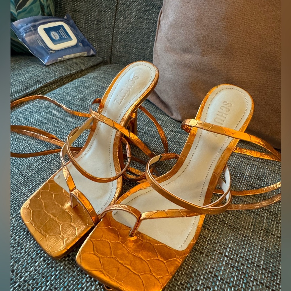 BNWT Schutz strappy sandals in tangerine.